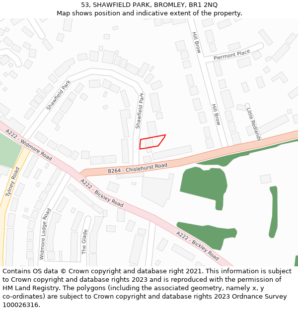 53, SHAWFIELD PARK, BROMLEY, BR1 2NQ: Location map and indicative extent of plot