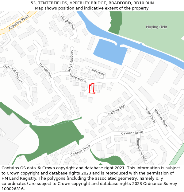 53, TENTERFIELDS, APPERLEY BRIDGE, BRADFORD, BD10 0UN: Location map and indicative extent of plot
