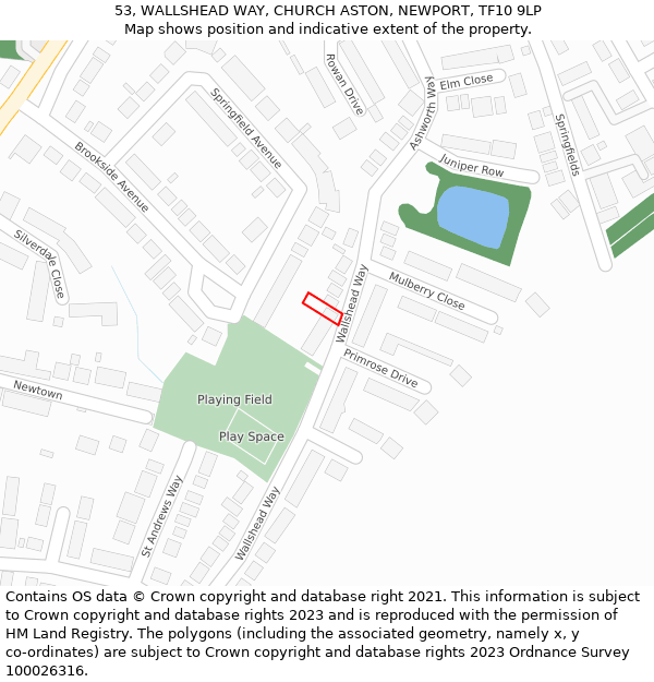 53, WALLSHEAD WAY, CHURCH ASTON, NEWPORT, TF10 9LP: Location map and indicative extent of plot