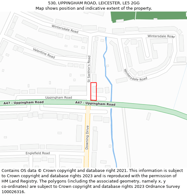 530, UPPINGHAM ROAD, LEICESTER, LE5 2GG: Location map and indicative extent of plot