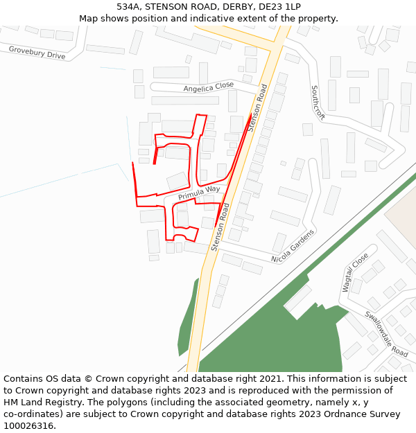 534A, STENSON ROAD, DERBY, DE23 1LP: Location map and indicative extent of plot