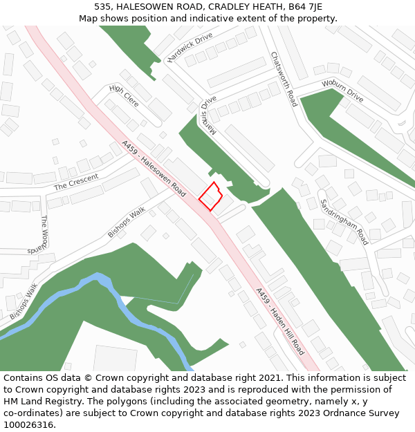 535, HALESOWEN ROAD, CRADLEY HEATH, B64 7JE: Location map and indicative extent of plot