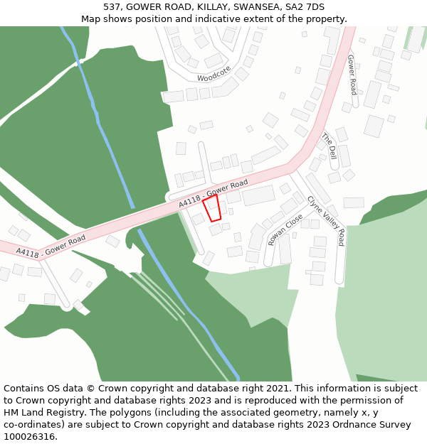 537, GOWER ROAD, KILLAY, SWANSEA, SA2 7DS: Location map and indicative extent of plot