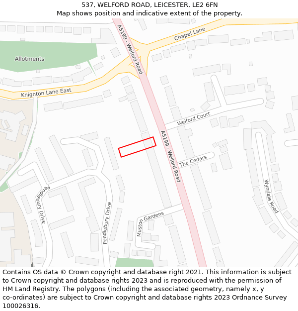 537, WELFORD ROAD, LEICESTER, LE2 6FN: Location map and indicative extent of plot