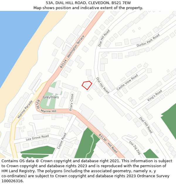 53A, DIAL HILL ROAD, CLEVEDON, BS21 7EW: Location map and indicative extent of plot