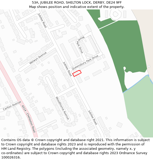 53A, JUBILEE ROAD, SHELTON LOCK, DERBY, DE24 9FF: Location map and indicative extent of plot
