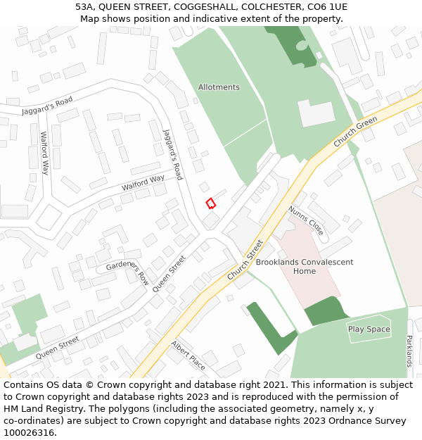 53A, QUEEN STREET, COGGESHALL, COLCHESTER, CO6 1UE: Location map and indicative extent of plot