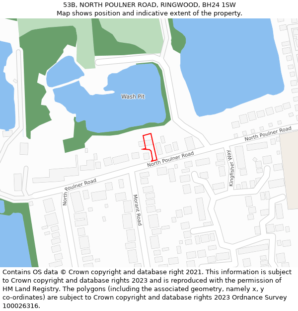 53B, NORTH POULNER ROAD, RINGWOOD, BH24 1SW: Location map and indicative extent of plot