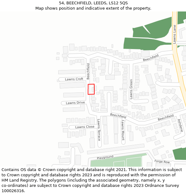 54, BEECHFIELD, LEEDS, LS12 5QS: Location map and indicative extent of plot
