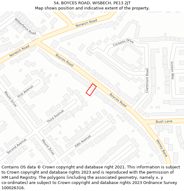 54, BOYCES ROAD, WISBECH, PE13 2JT: Location map and indicative extent of plot