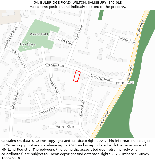 54, BULBRIDGE ROAD, WILTON, SALISBURY, SP2 0LE: Location map and indicative extent of plot