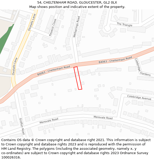 54, CHELTENHAM ROAD, GLOUCESTER, GL2 0LX: Location map and indicative extent of plot