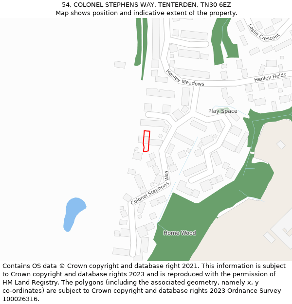 54, COLONEL STEPHENS WAY, TENTERDEN, TN30 6EZ: Location map and indicative extent of plot