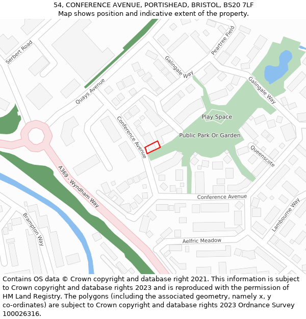 54, CONFERENCE AVENUE, PORTISHEAD, BRISTOL, BS20 7LF: Location map and indicative extent of plot