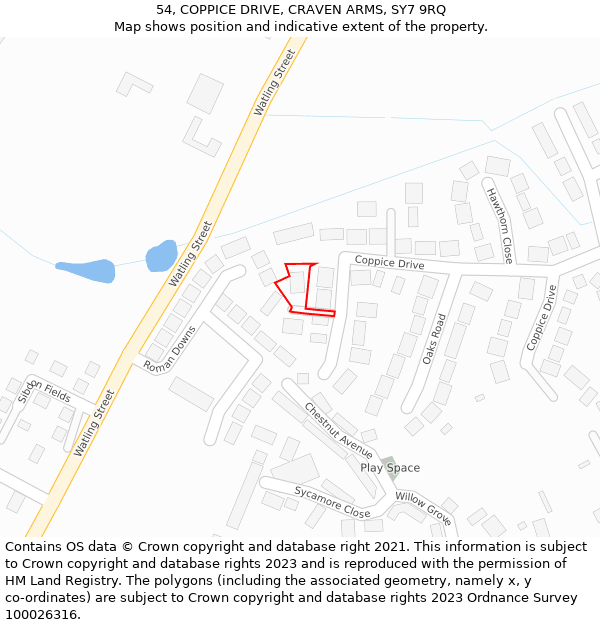 54, COPPICE DRIVE, CRAVEN ARMS, SY7 9RQ: Location map and indicative extent of plot