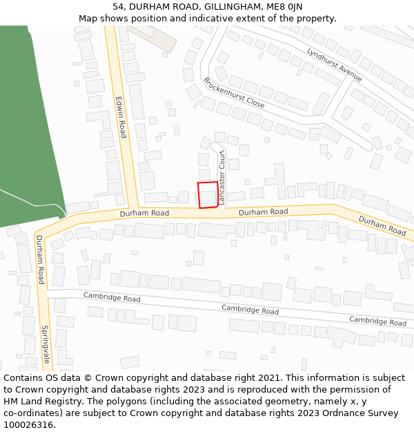 54, DURHAM ROAD, GILLINGHAM, ME8 0JN: Location map and indicative extent of plot