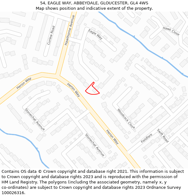 54, EAGLE WAY, ABBEYDALE, GLOUCESTER, GL4 4WS: Location map and indicative extent of plot