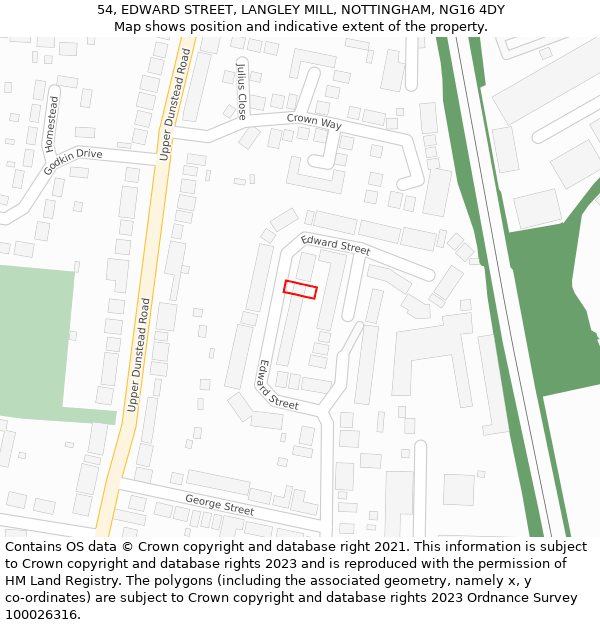 54, EDWARD STREET, LANGLEY MILL, NOTTINGHAM, NG16 4DY: Location map and indicative extent of plot