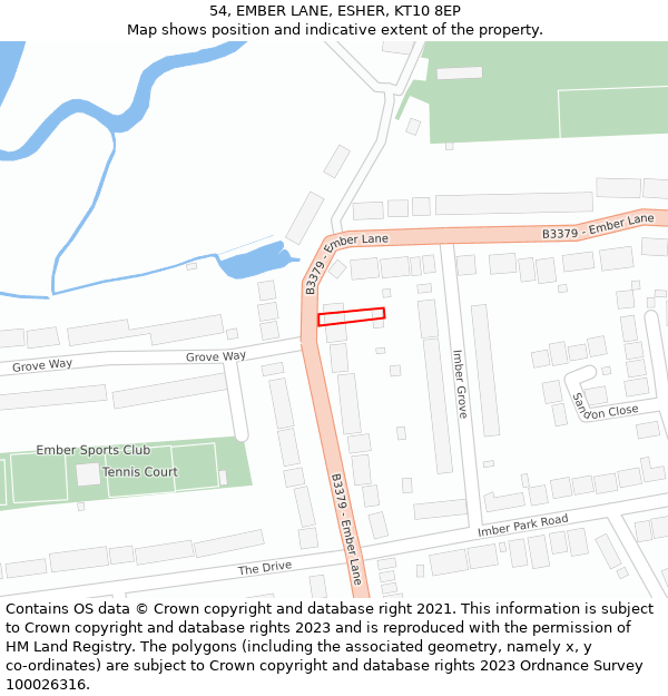 54, EMBER LANE, ESHER, KT10 8EP: Location map and indicative extent of plot