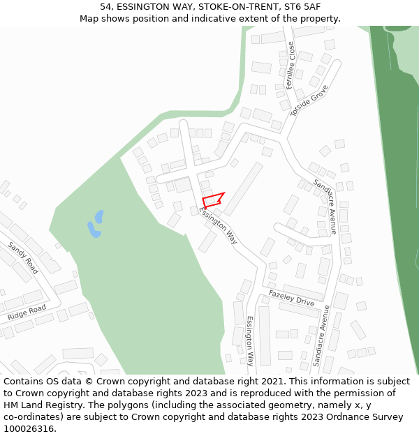 54, ESSINGTON WAY, STOKE-ON-TRENT, ST6 5AF: Location map and indicative extent of plot