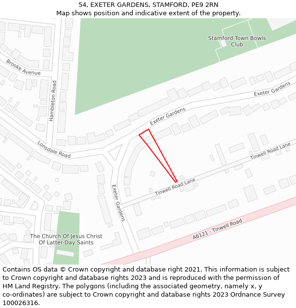 54, EXETER GARDENS, STAMFORD, PE9 2RN: Location map and indicative extent of plot