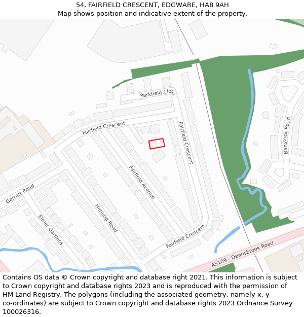 54, FAIRFIELD CRESCENT, EDGWARE, HA8 9AH: Location map and indicative extent of plot