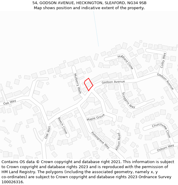 54, GODSON AVENUE, HECKINGTON, SLEAFORD, NG34 9SB: Location map and indicative extent of plot