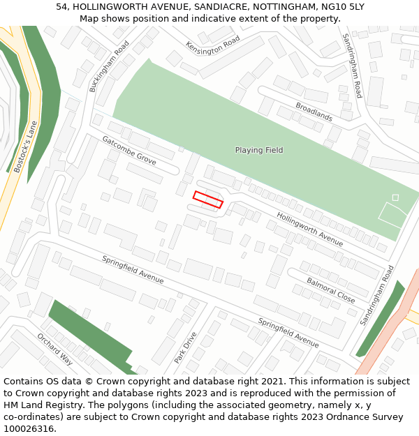 54, HOLLINGWORTH AVENUE, SANDIACRE, NOTTINGHAM, NG10 5LY: Location map and indicative extent of plot