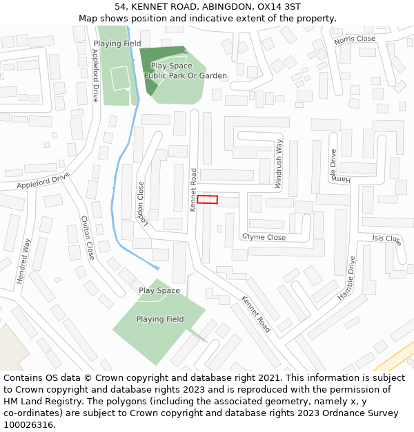 54, KENNET ROAD, ABINGDON, OX14 3ST: Location map and indicative extent of plot