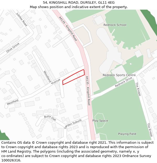 54, KINGSHILL ROAD, DURSLEY, GL11 4EG: Location map and indicative extent of plot