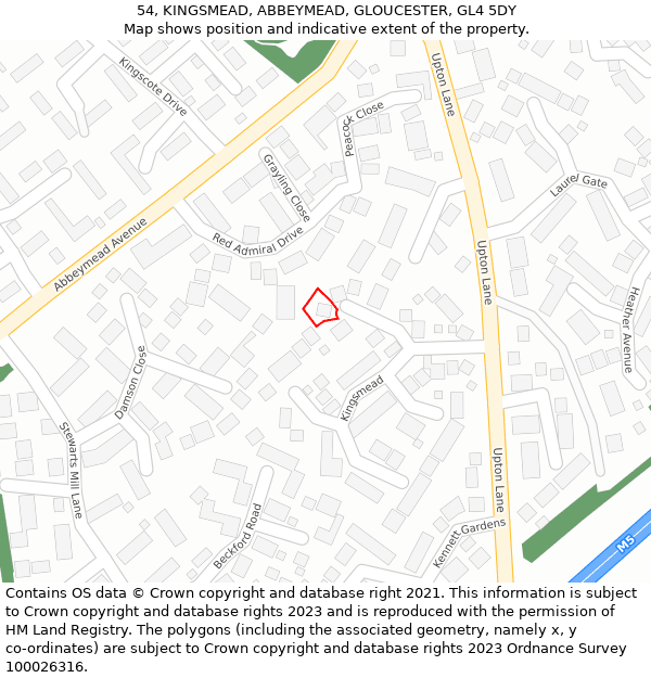 54, KINGSMEAD, ABBEYMEAD, GLOUCESTER, GL4 5DY: Location map and indicative extent of plot