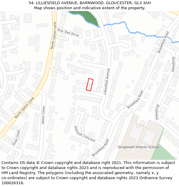 54, LILLIESFIELD AVENUE, BARNWOOD, GLOUCESTER, GL3 3AH: Location map and indicative extent of plot