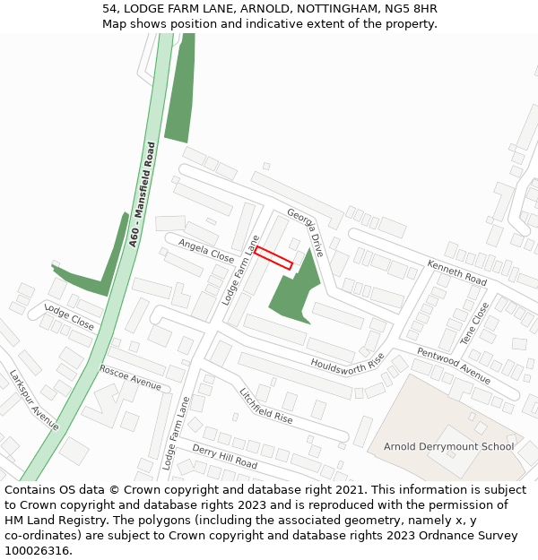 54, LODGE FARM LANE, ARNOLD, NOTTINGHAM, NG5 8HR: Location map and indicative extent of plot