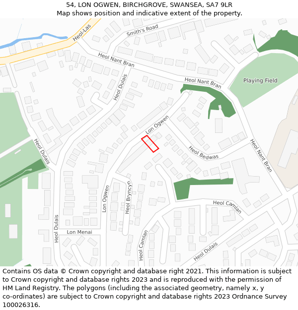 54, LON OGWEN, BIRCHGROVE, SWANSEA, SA7 9LR: Location map and indicative extent of plot