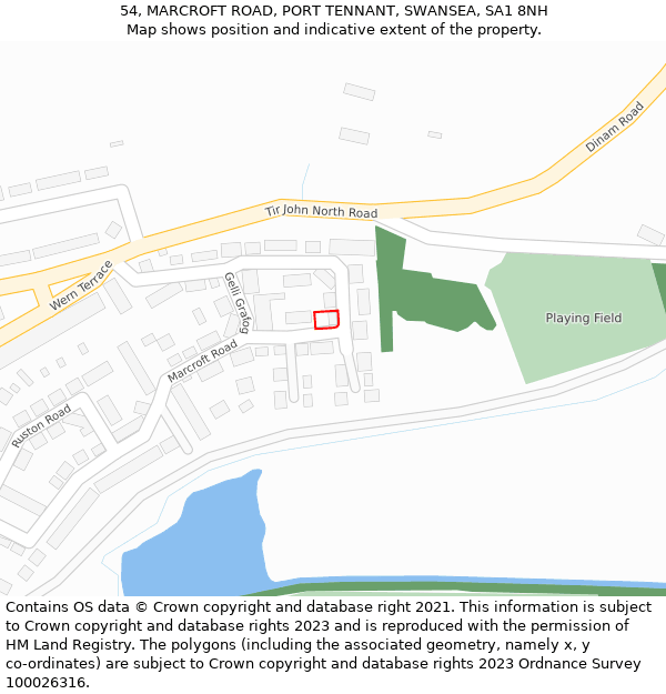 54, MARCROFT ROAD, PORT TENNANT, SWANSEA, SA1 8NH: Location map and indicative extent of plot