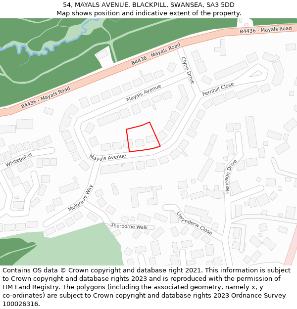 54, MAYALS AVENUE, BLACKPILL, SWANSEA, SA3 5DD: Location map and indicative extent of plot