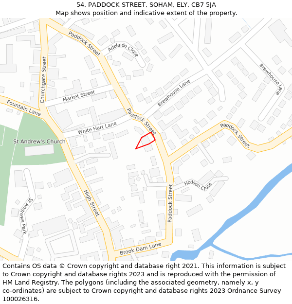 54, PADDOCK STREET, SOHAM, ELY, CB7 5JA: Location map and indicative extent of plot