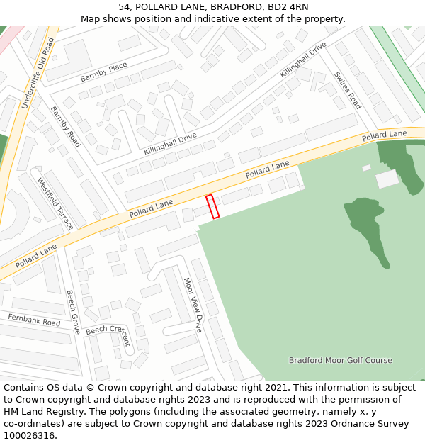 54, POLLARD LANE, BRADFORD, BD2 4RN: Location map and indicative extent of plot