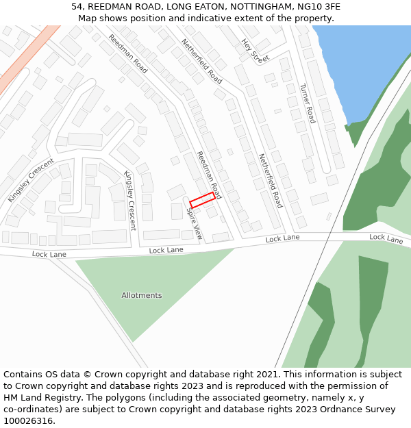 54, REEDMAN ROAD, LONG EATON, NOTTINGHAM, NG10 3FE: Location map and indicative extent of plot
