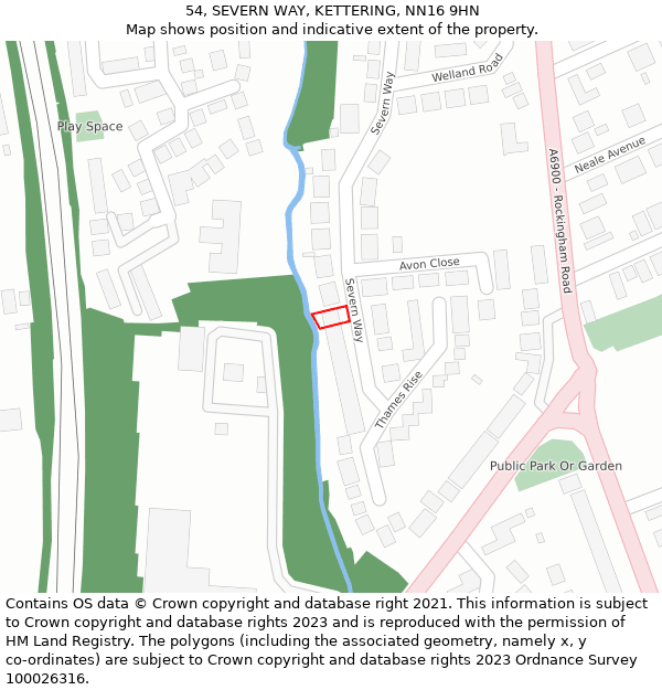 54, SEVERN WAY, KETTERING, NN16 9HN: Location map and indicative extent of plot