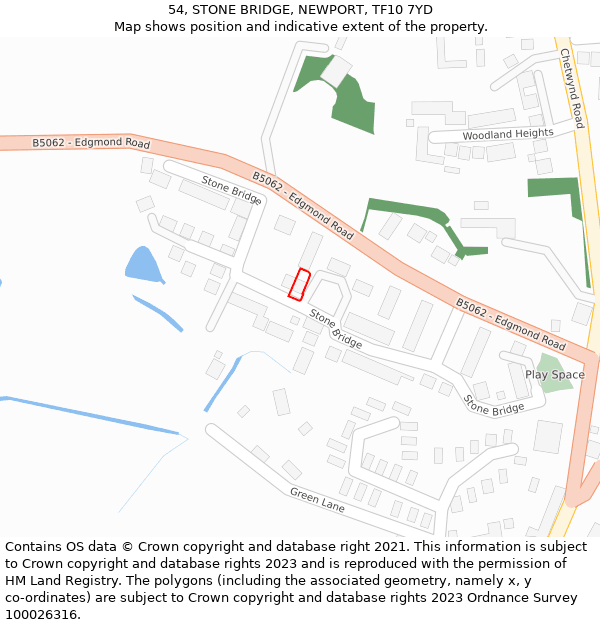 54, STONE BRIDGE, NEWPORT, TF10 7YD: Location map and indicative extent of plot