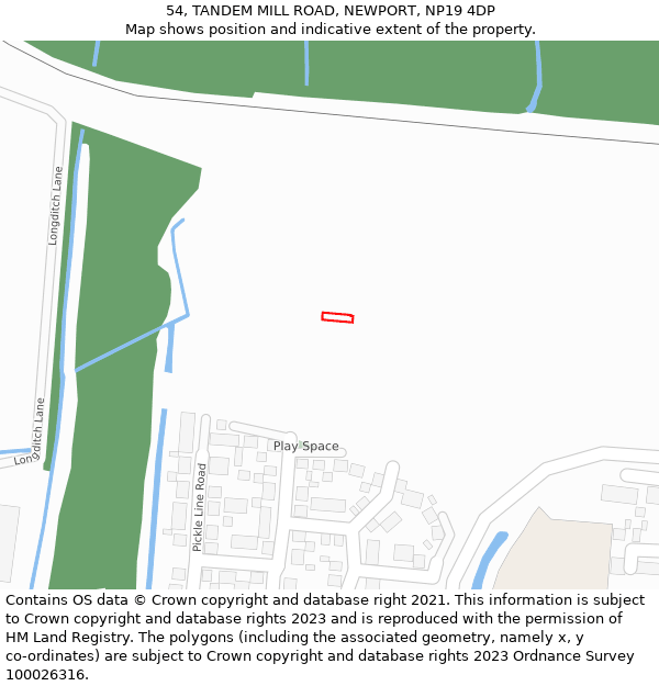 54, TANDEM MILL ROAD, NEWPORT, NP19 4DP: Location map and indicative extent of plot