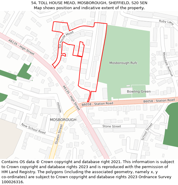 54, TOLL HOUSE MEAD, MOSBOROUGH, SHEFFIELD, S20 5EN: Location map and indicative extent of plot