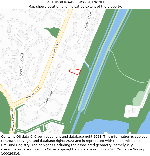 54, TUDOR ROAD, LINCOLN, LN6 3LL: Location map and indicative extent of plot