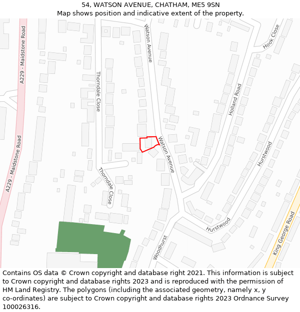 54, WATSON AVENUE, CHATHAM, ME5 9SN: Location map and indicative extent of plot