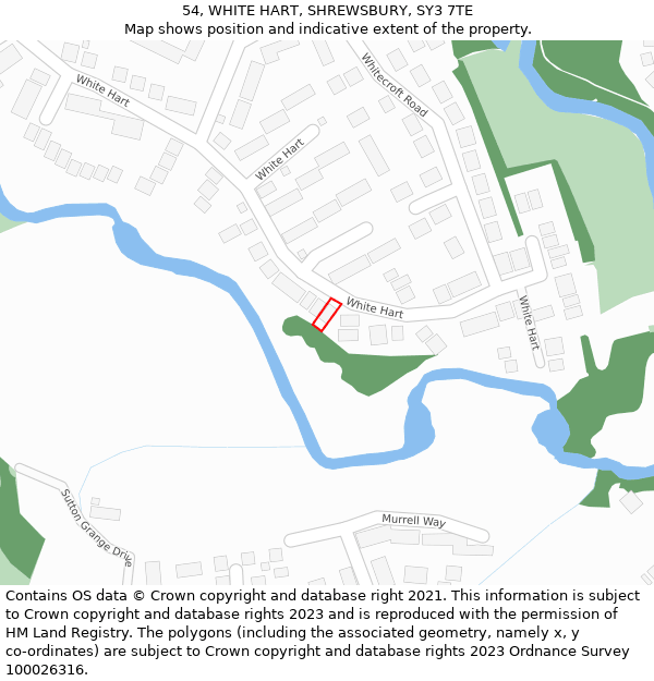 54, WHITE HART, SHREWSBURY, SY3 7TE: Location map and indicative extent of plot