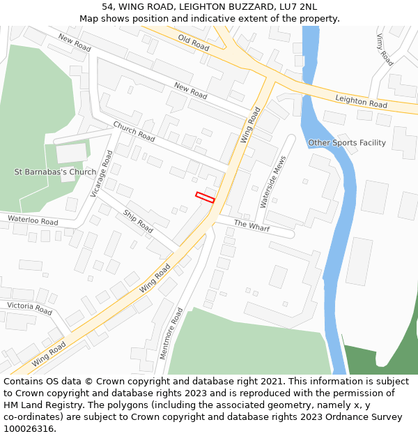 54, WING ROAD, LEIGHTON BUZZARD, LU7 2NL: Location map and indicative extent of plot