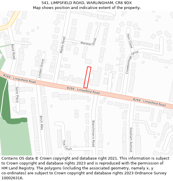 541, LIMPSFIELD ROAD, WARLINGHAM, CR6 9DX: Location map and indicative extent of plot