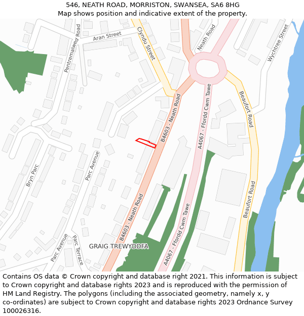 546, NEATH ROAD, MORRISTON, SWANSEA, SA6 8HG: Location map and indicative extent of plot