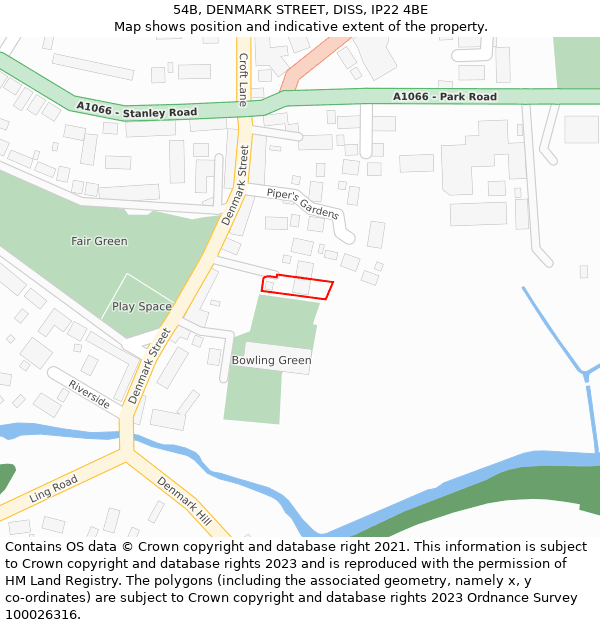 54B, DENMARK STREET, DISS, IP22 4BE: Location map and indicative extent of plot